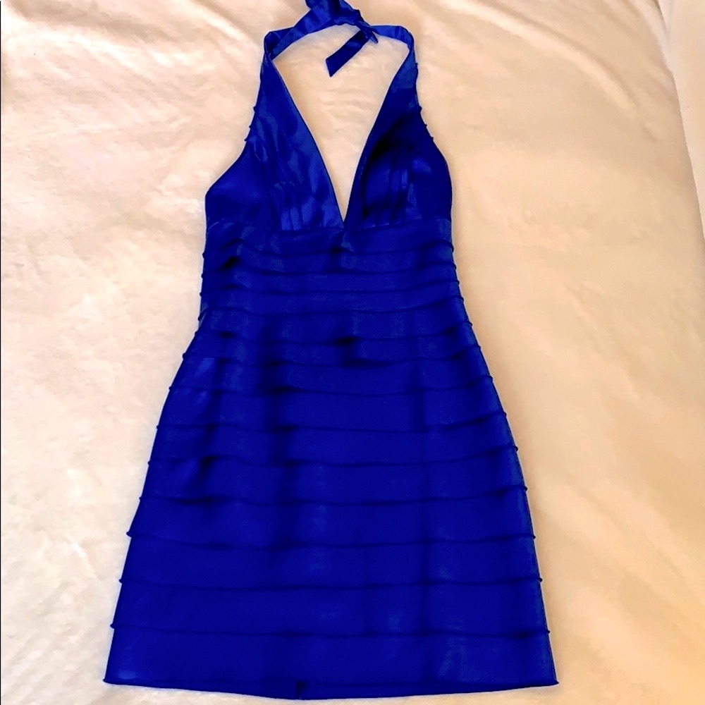 BCBGMAXAZRIA Royal Blue Ribbon Cocktail Dress